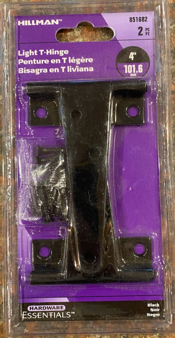 HILLMAN 4” Light T-Hinges (2 Pack) Black #851682 - Ships Free!