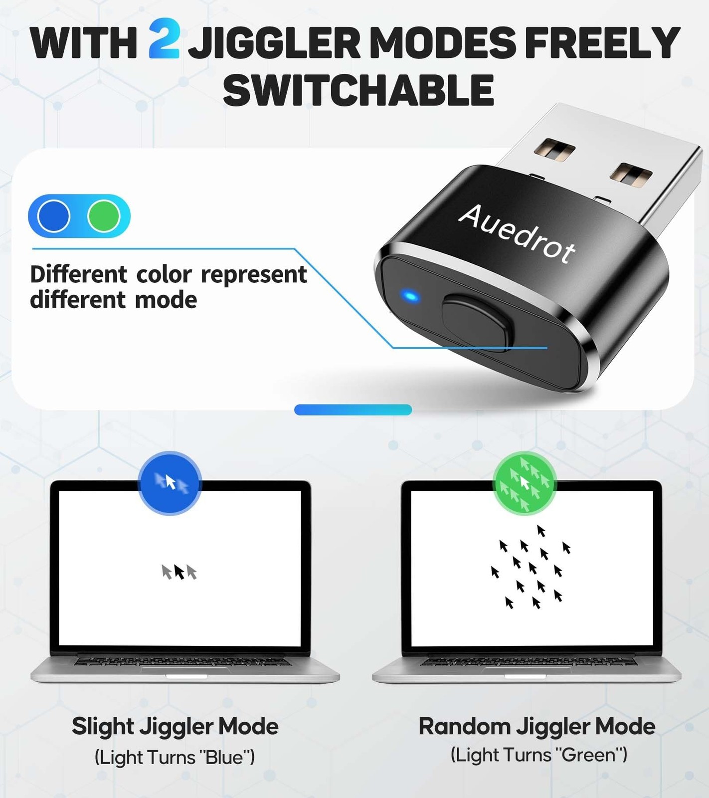 USB Mouse Mover with Switch Button, Automatic Mini Mouse Shaker with 2 Jiggle...