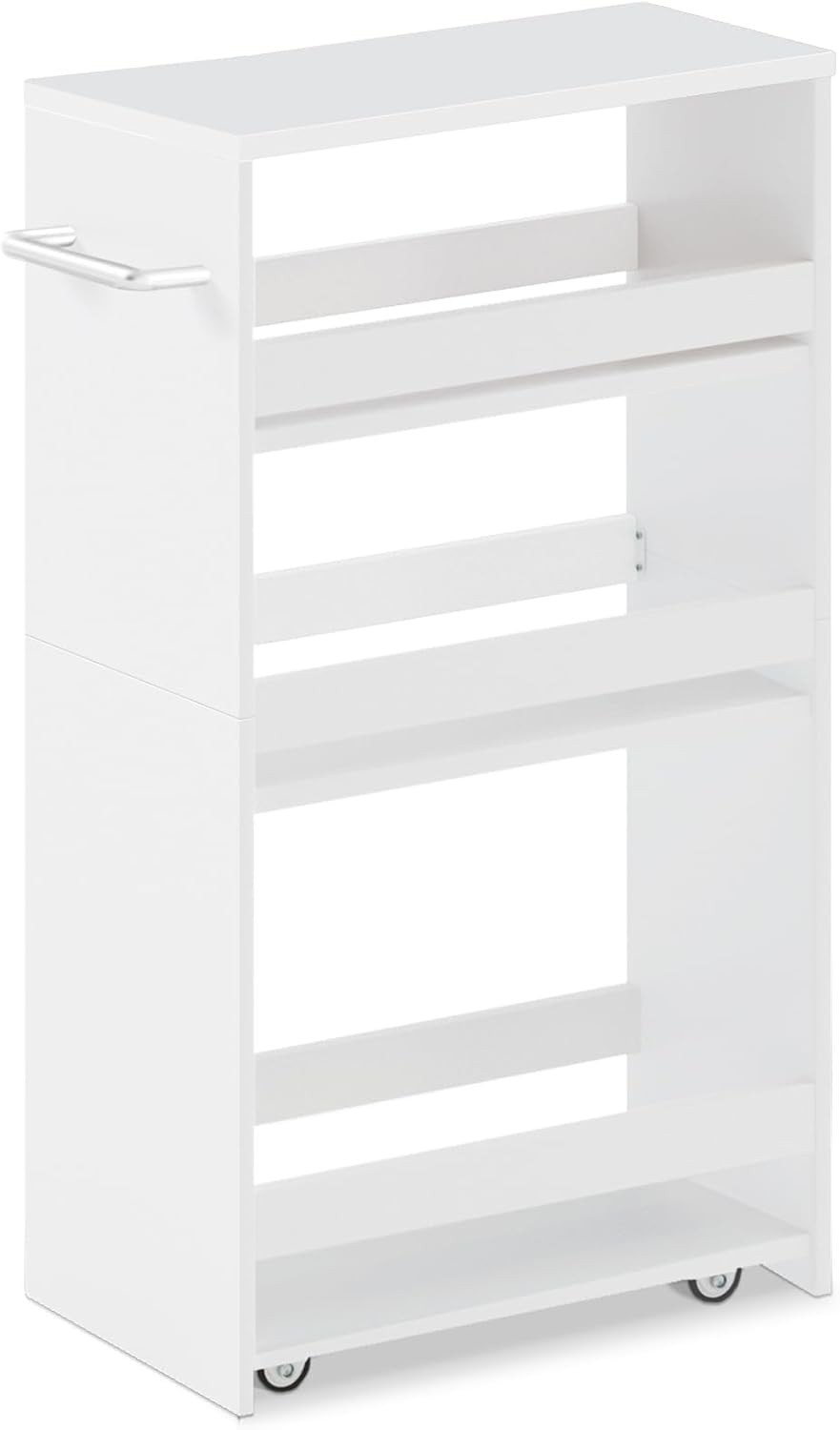 MARTY Rolling Storage Cart 7.9" W, 4-Tier 7.9D x 15.75W x 31.5H, All White