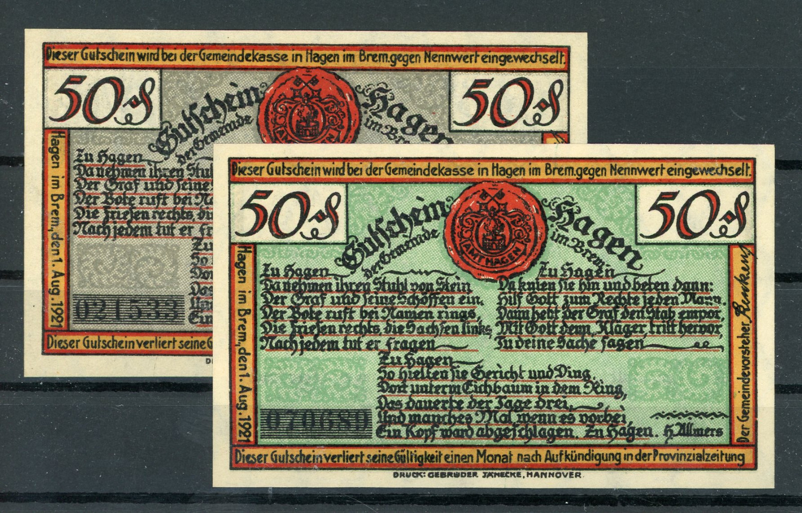 Hagen 2 Bills Emergency Money 2/20514