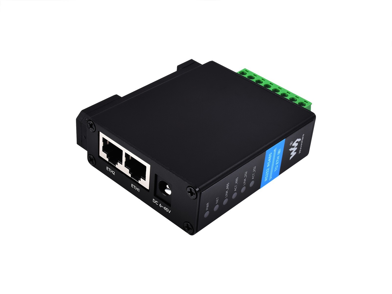 Waveshare RS232 RS485 to RJ45 Ethernet Serial Server Dual Ethernet Ports W/ Case