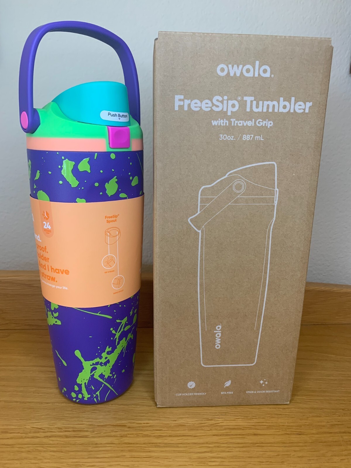 Owala "Electric Feel" 30oz Sway Birthday Bash 2025 *NEW IN BOX* Neon Splatter