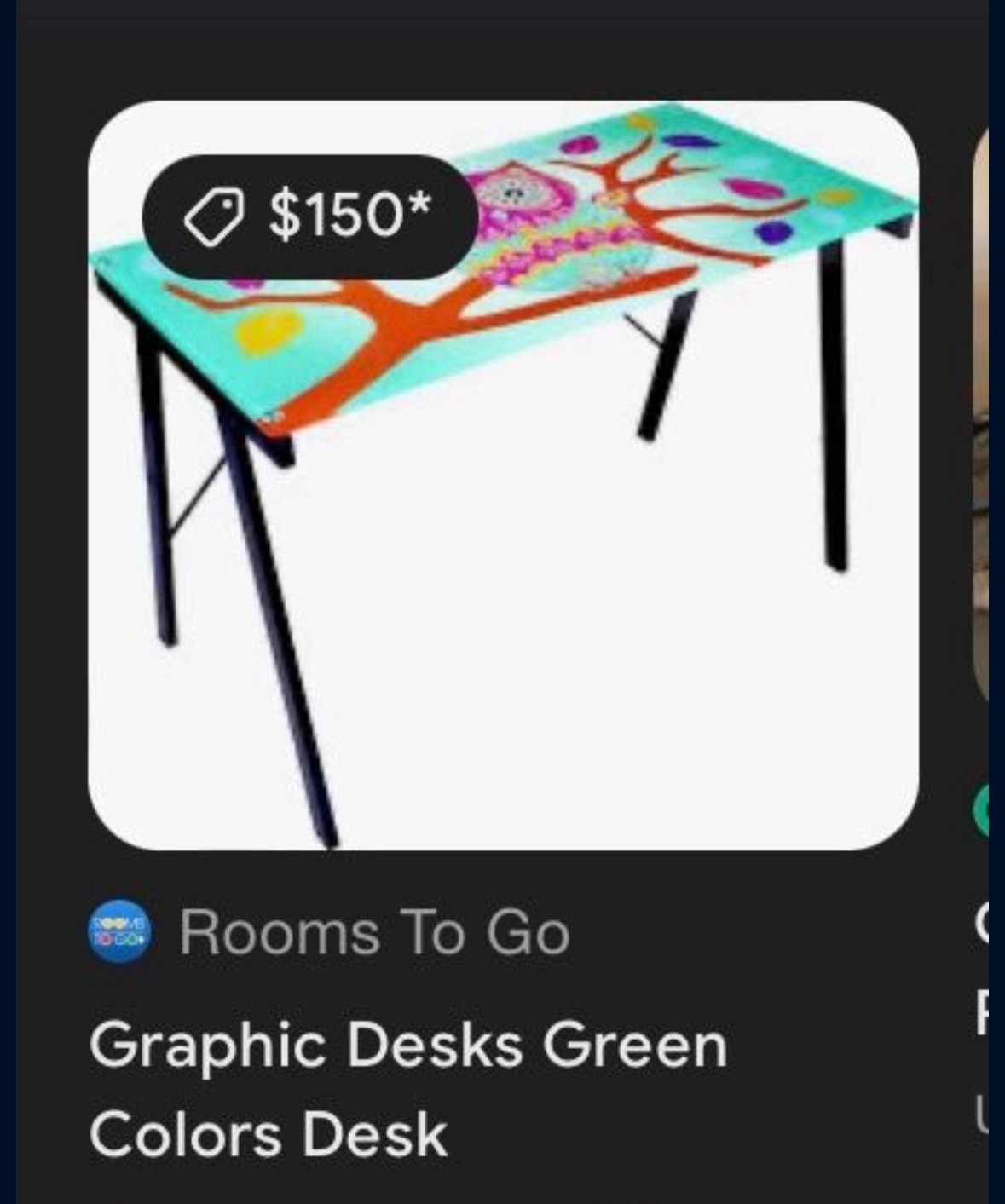 Rooms to Go OWL Multi Graphic Desk Pick Up