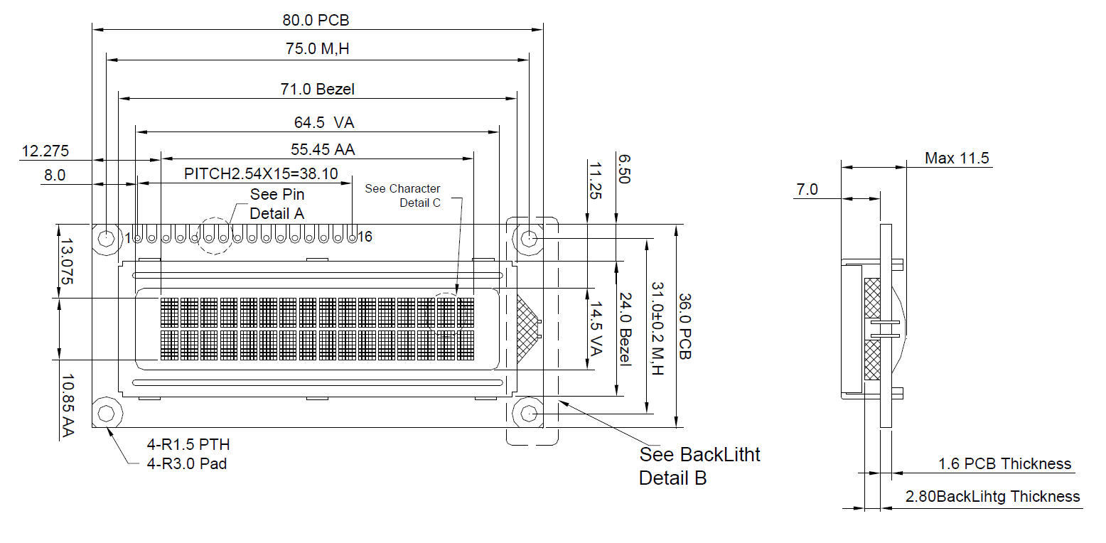 5V 16x2 1602 LCD Character Module Display w/Tutorial,HD44780,Bezel,Backlight
