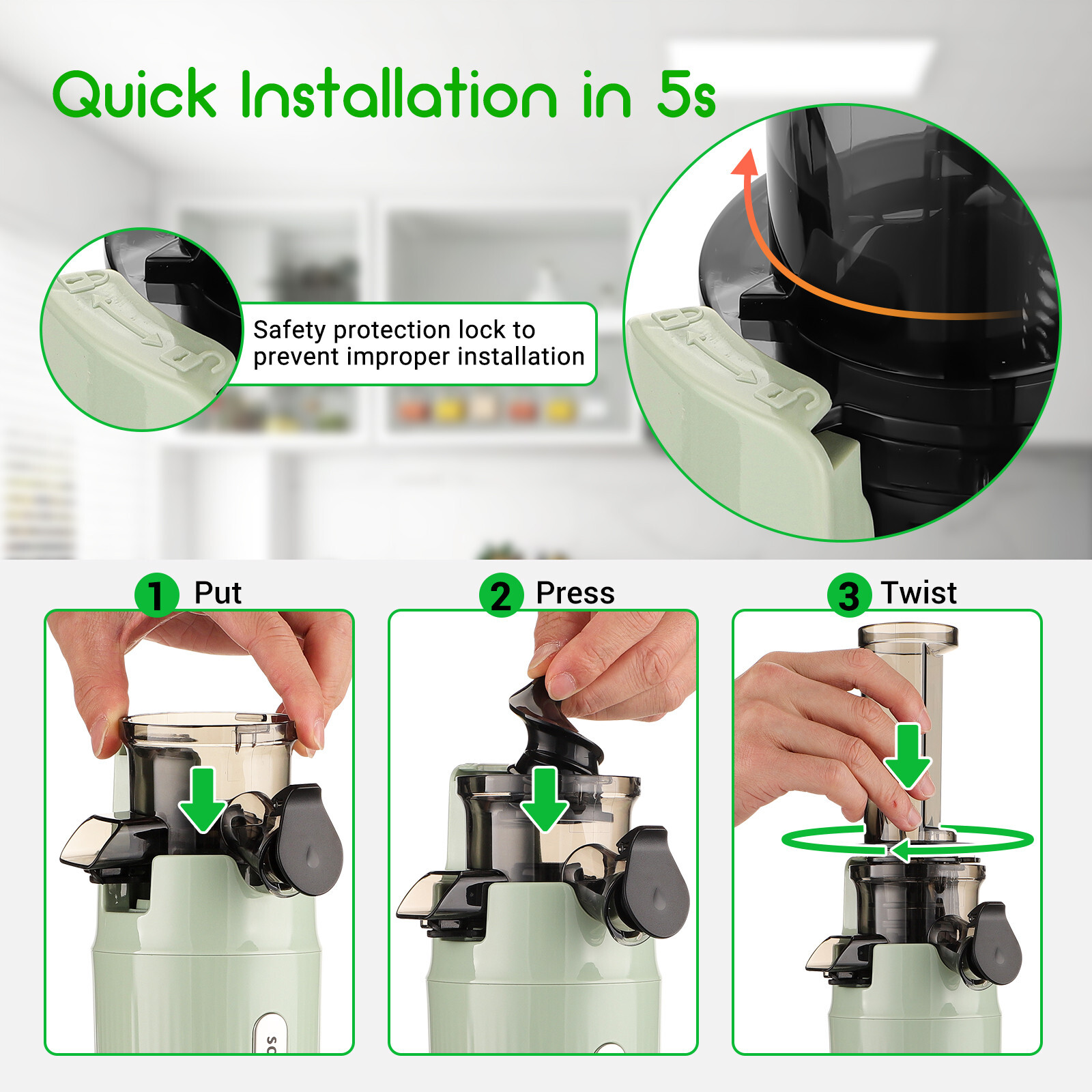 Compact Slow Juicer Machine Electric Juicer Cold Press Squeezer Vegetable 800ML
