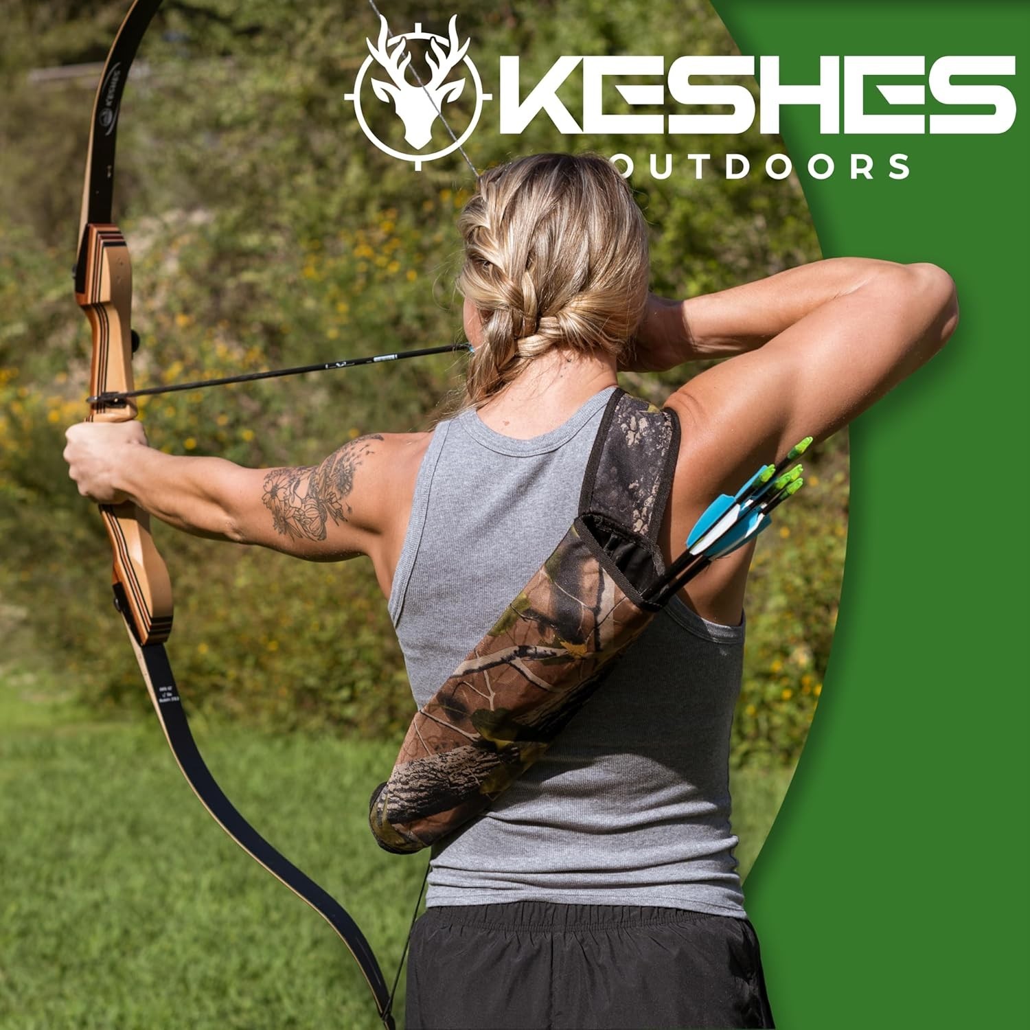 Adjustable Archery Arrow Quiver Holder - Camo Shoulder Strap