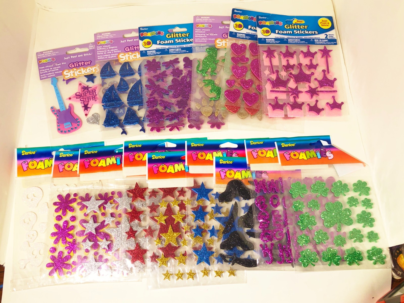 3D Foam Stickers Scrapbooking Mixed Lot of 15 Stars Flowers Hearts Boat Dolphin