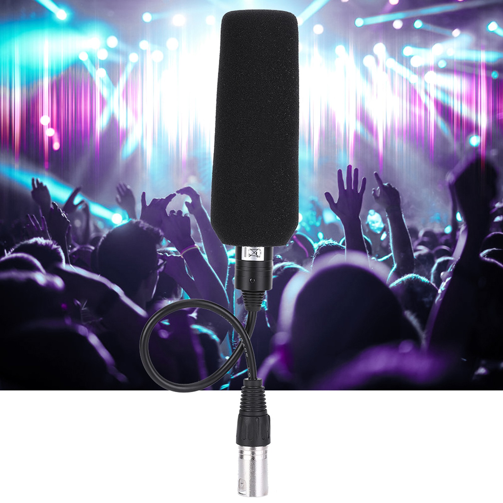 Condenser Microphone Stereo Camera Mic Video Recording Black Unidirectional Anti