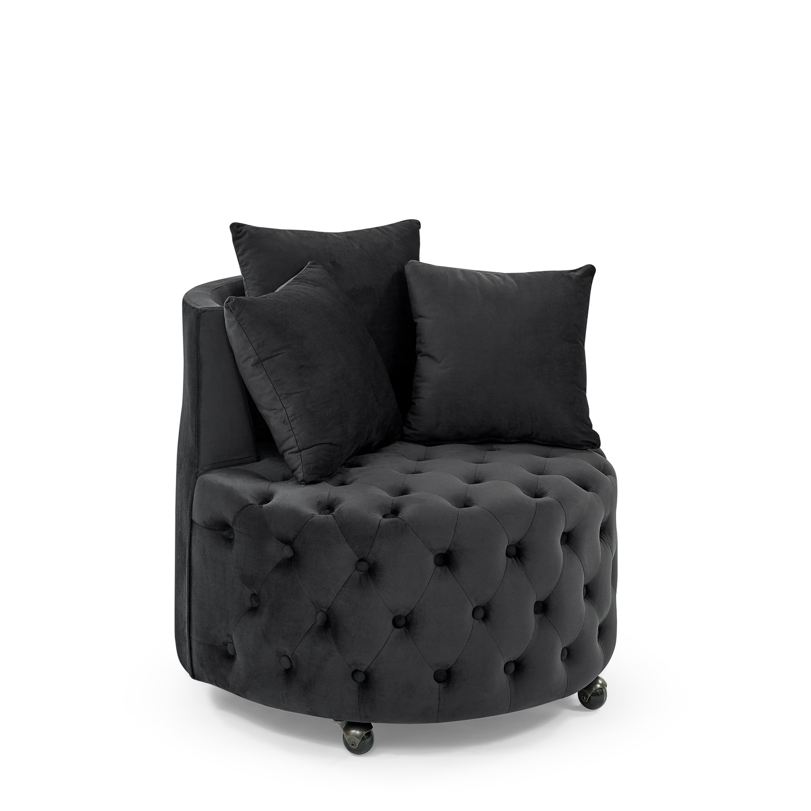 Velvet Upholstered Accent Chair Sofa Lounge Club Round Chair Living Room Black