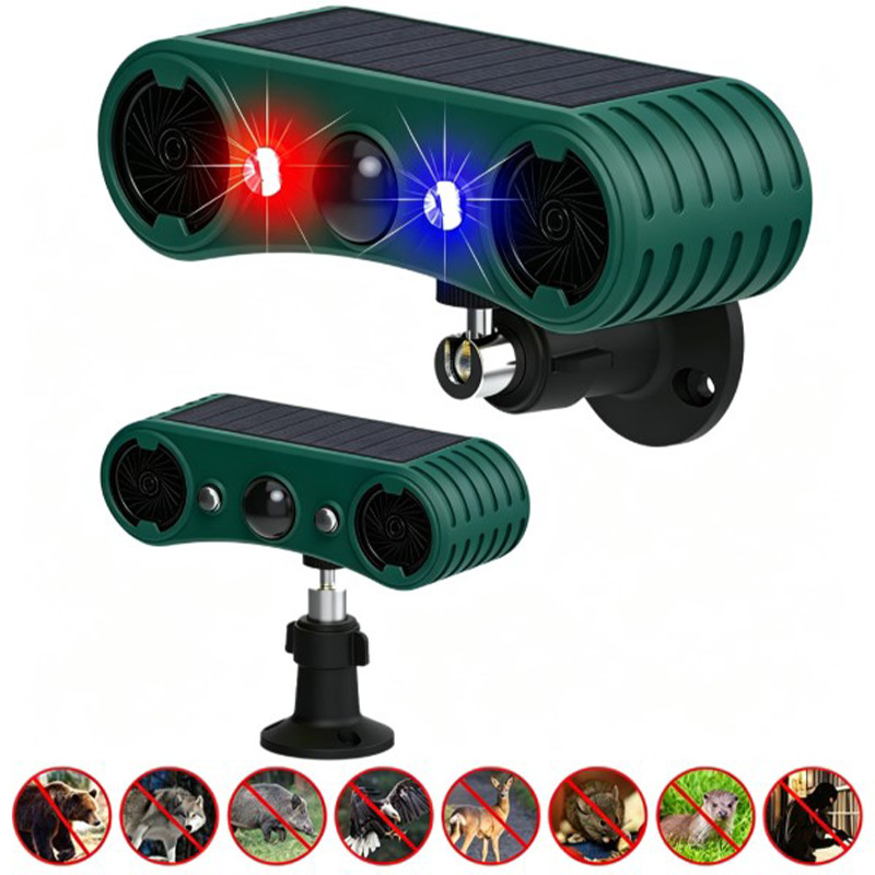 Solar Outdoor Motion Sensor Alarm 2*130db Ultrasonic Siren Motion Detector Alarm