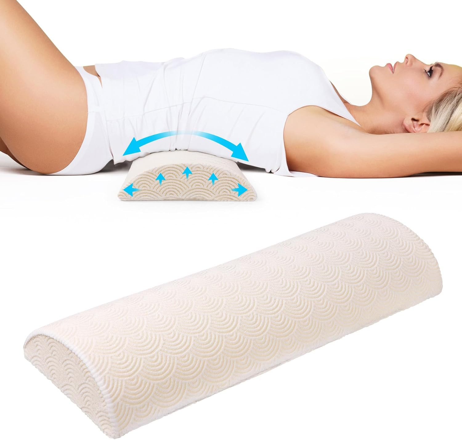 Large Memory Foam Lumbar Pillow for Back Pain Relief - 3.15H x 23.6L