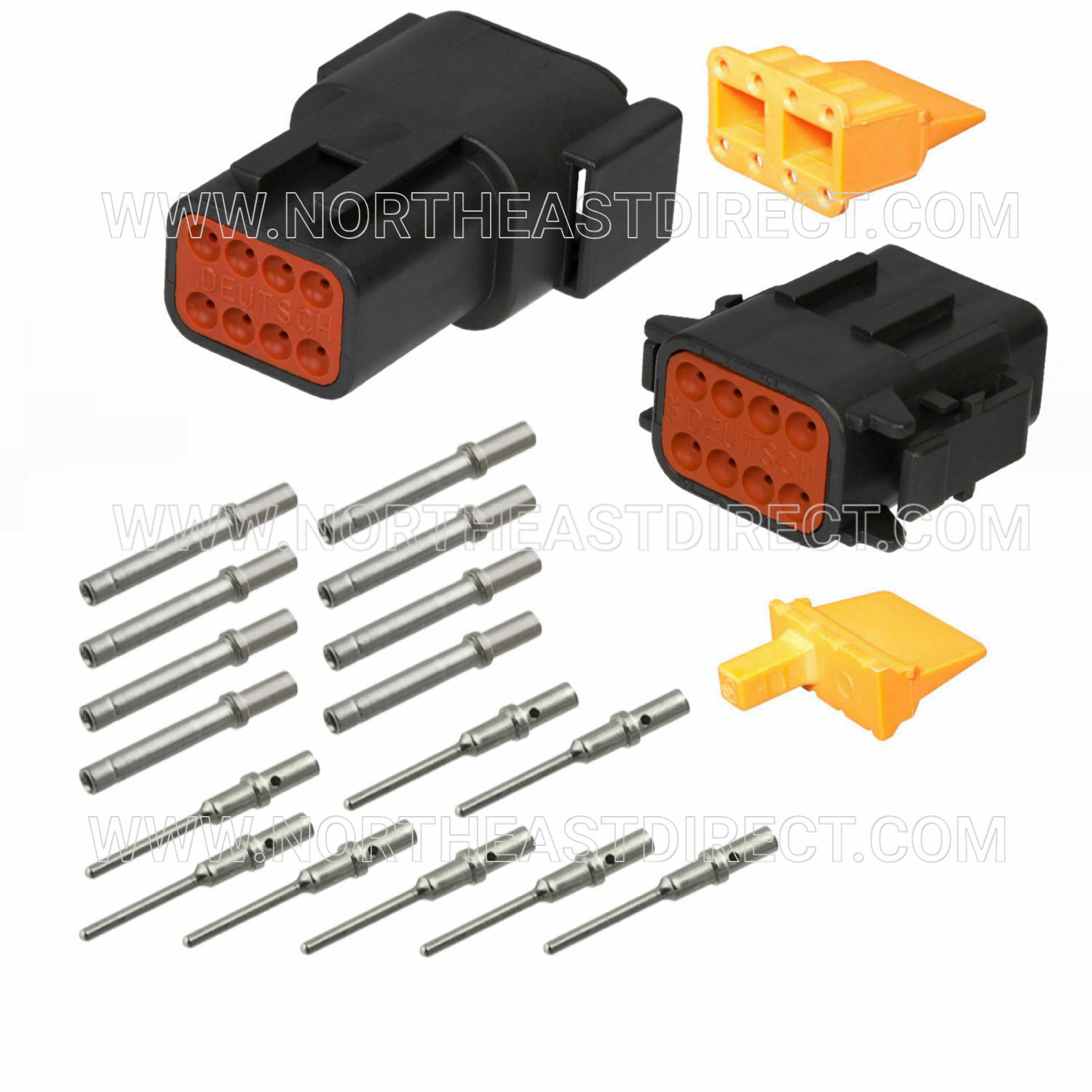 8 PIN BLACK DEUTSCH DTM DTM04-08P DTM06-08S WATERPROOF CONNECTOR SOLID CONTACTS