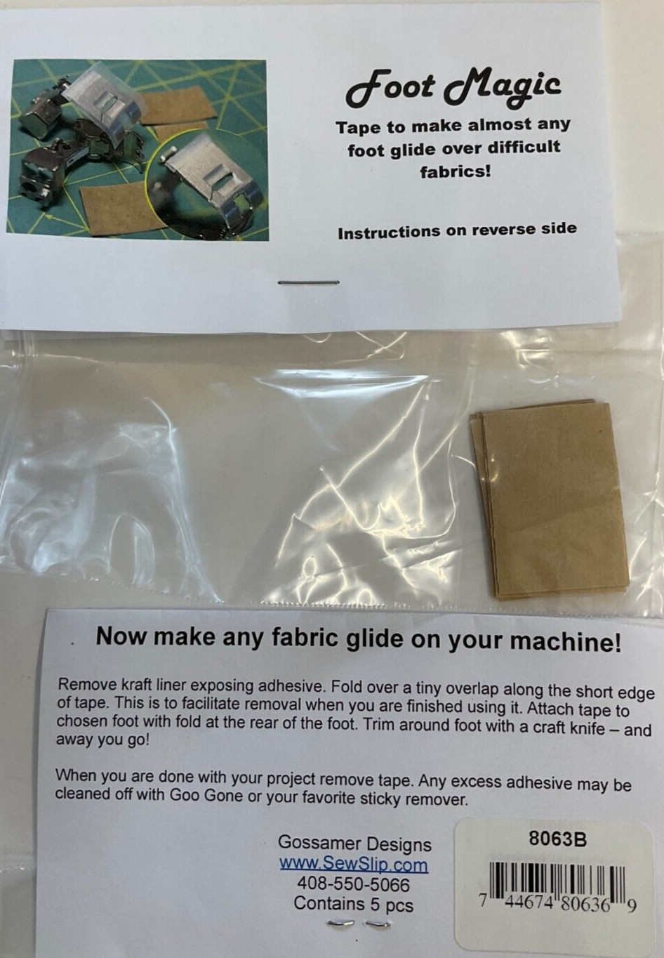 SEW SLIP #8063B - FOOT MAGIC TAPE (5 PCS)