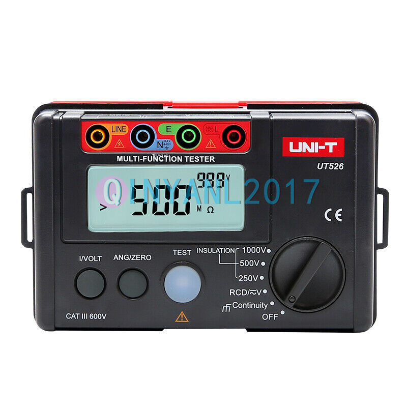 UT526 UNI-T Electrical Insulation Tester1000V 500MΩ RCD Test Continuity VAC/DC