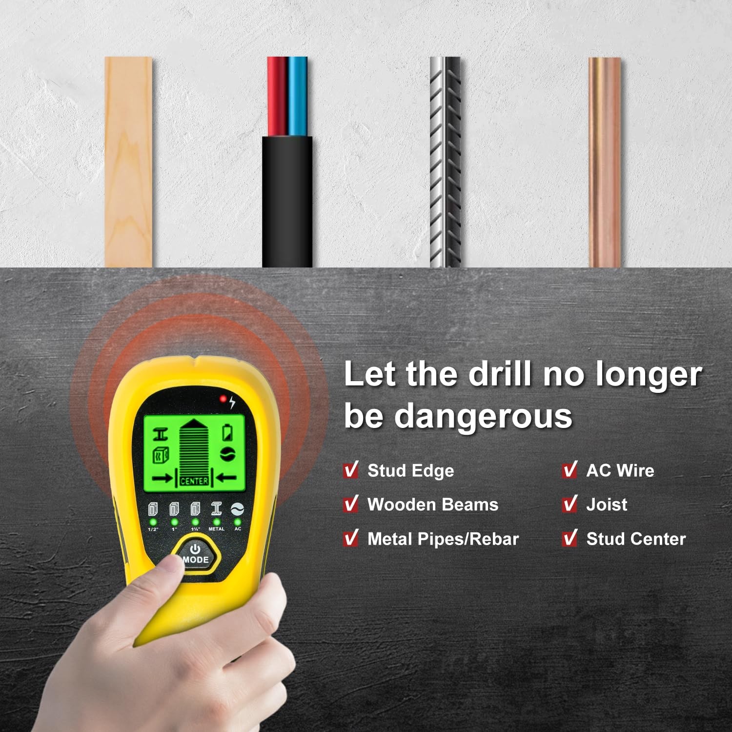 Multi-Surface Stud Detector | 5-in-1 Wall Scanner with HD LCD & Precision Sensor