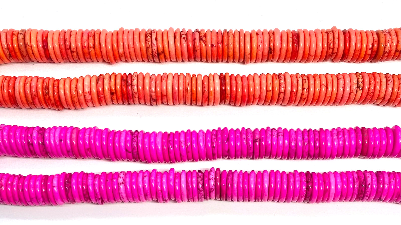 Hot Pink or Orange Howlite Disk Approx. 12x3 mm 15x3 mm 15.5 in. Strands