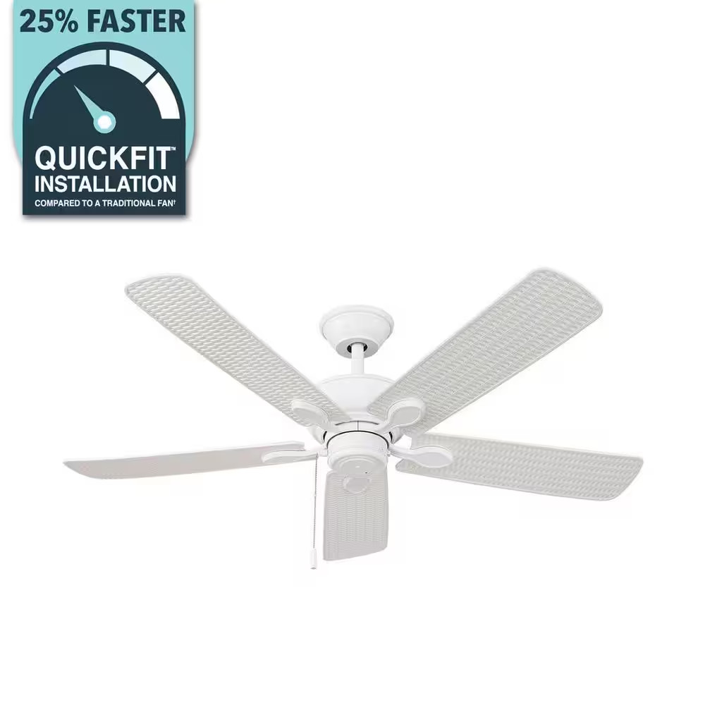 Hampton Bay Staysail 52 in. Indoor/Outdoor Matte White Ceiling Fan (Wet Rated)