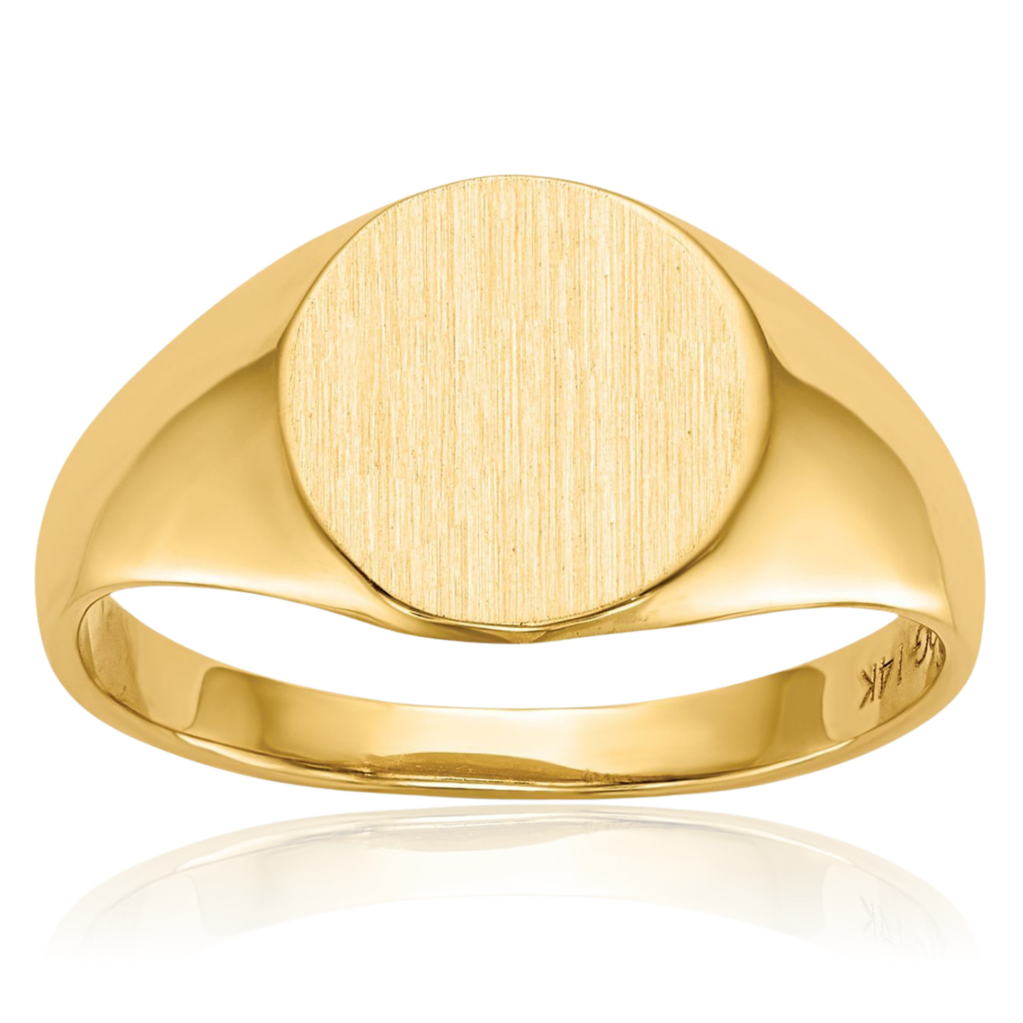 10K Solid Yellow Gold Oval Signet Ring 2mm Slim Band Polished, Satin, Engravable