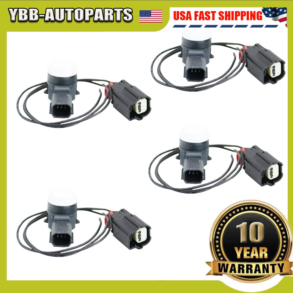 4PCS WHITE PARKING ASSIST SENSOR+CONNECTOR FOR 84153946 GM 23428268 52050134