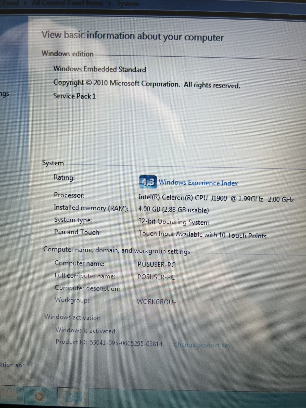 Touch Dynamic Pulse J1900 Acrobat POS Windows 7 W/ Touchscreen And Card Reader