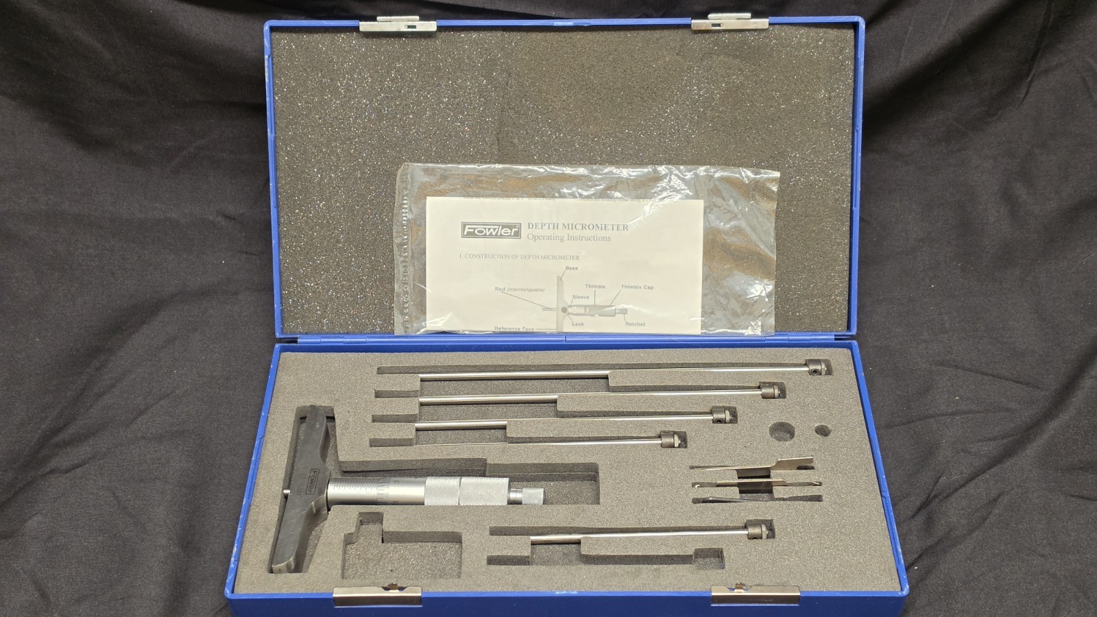 FOWLER 0 - 6" Machinist Depth Micrometer, .001", in case