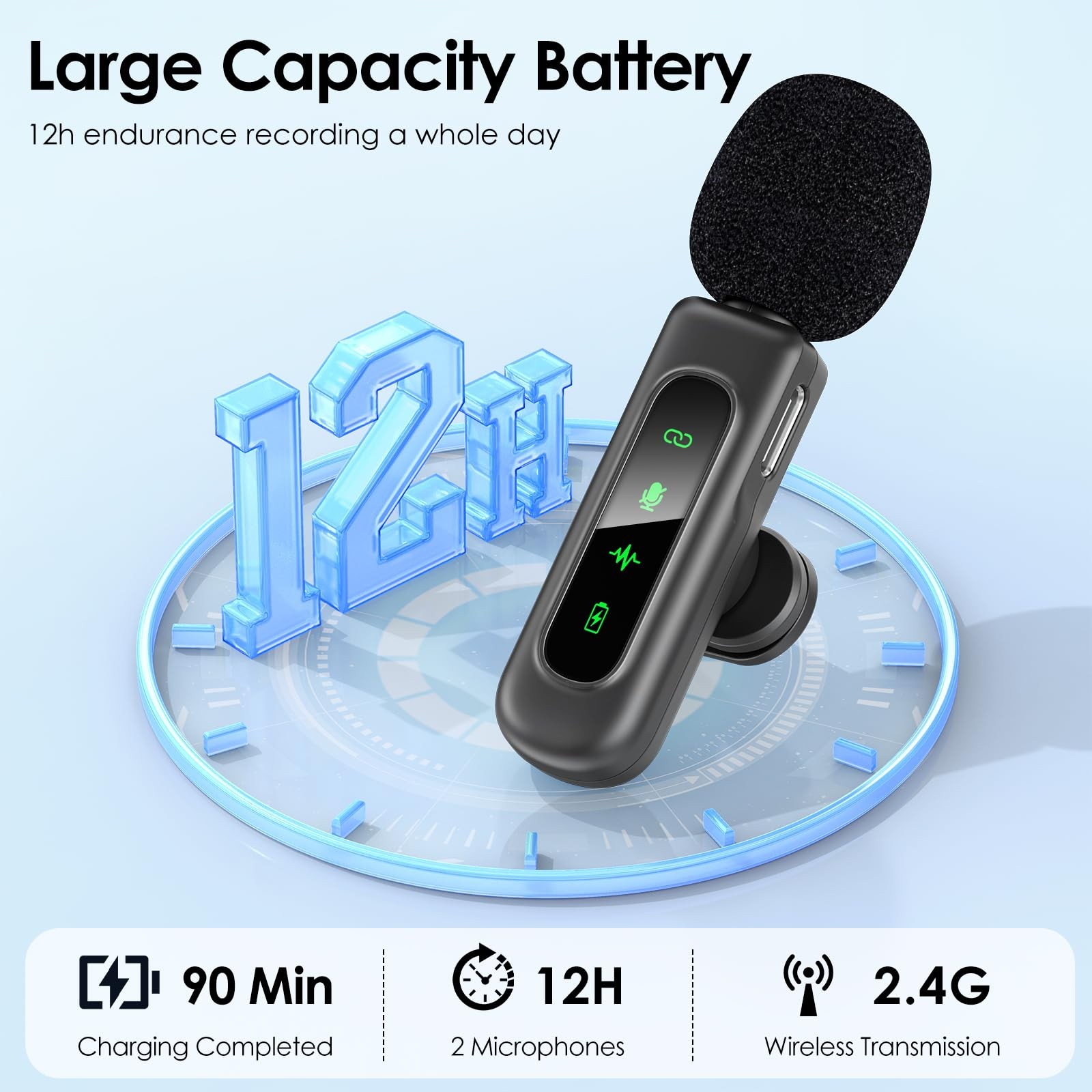 USB C Mini Wireless Lavalier Microphone for iPhone/Android,Lapel Mic