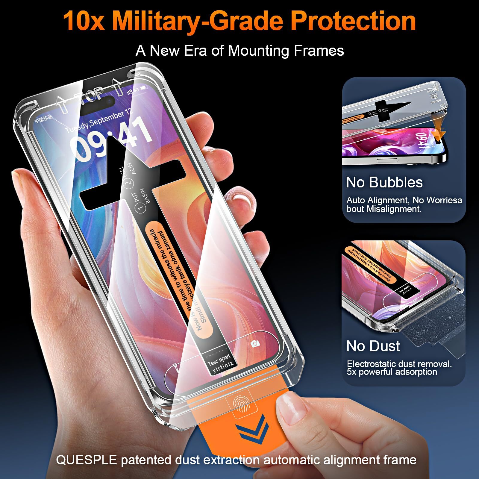 2 Pack For iPhone 16 15 14 13 12 HD Clear Screen Protector+Auto Installation kit