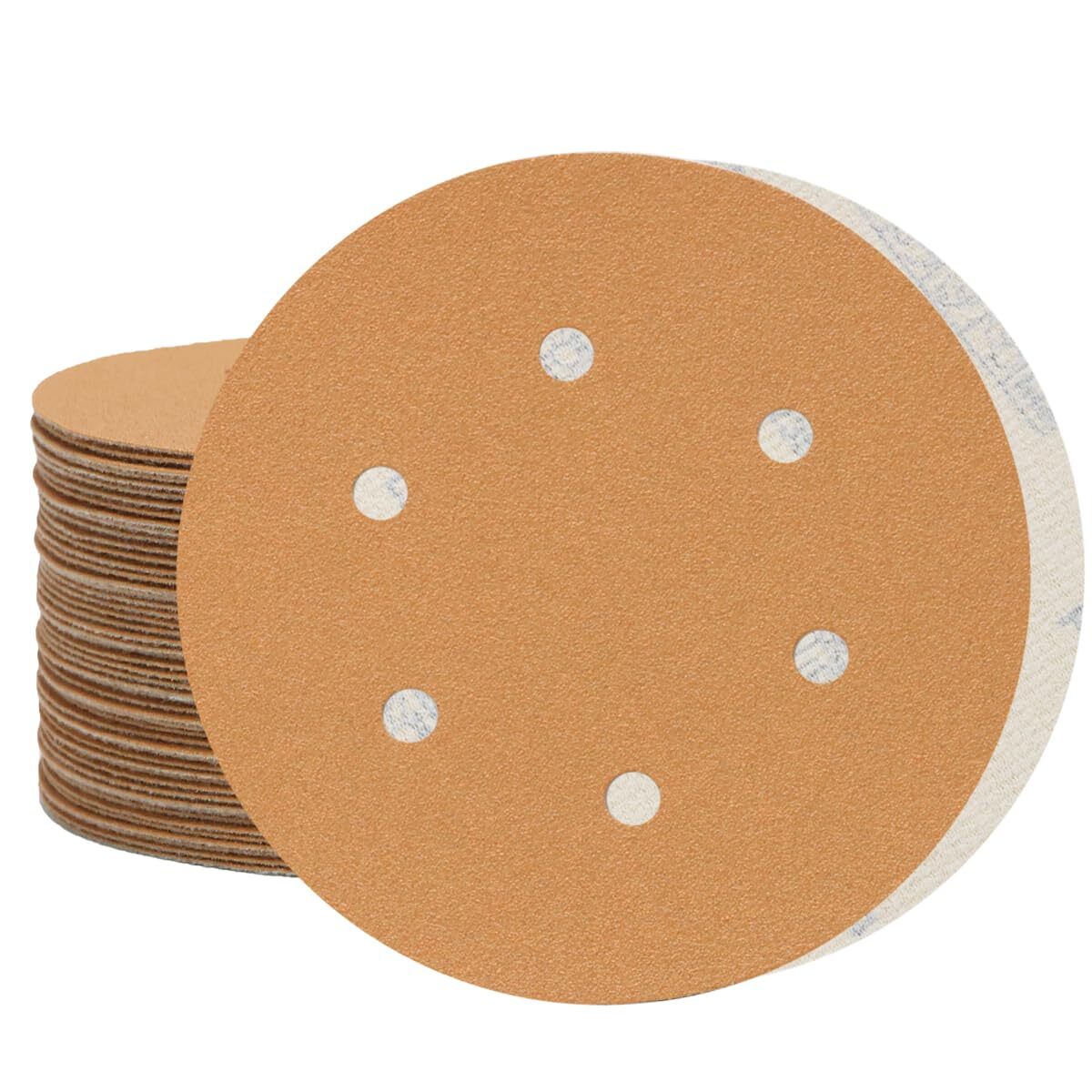 50 PCS 6 Inch Sanding Discs Hook and Loop 100 Grit, 6 Hole Sand Paper Disc
