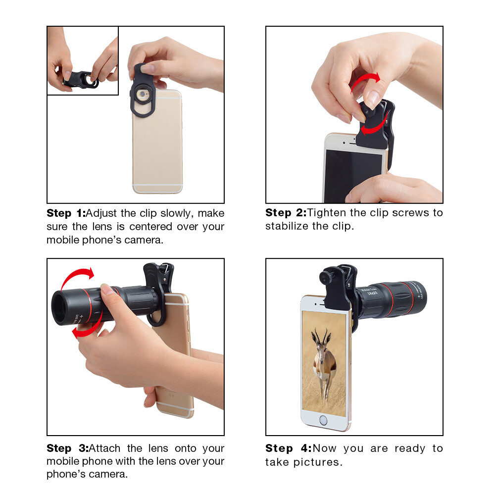 APEXEL 18X Telescope Zoom Lens Monocular Phone camera Lens With Clip for Phones