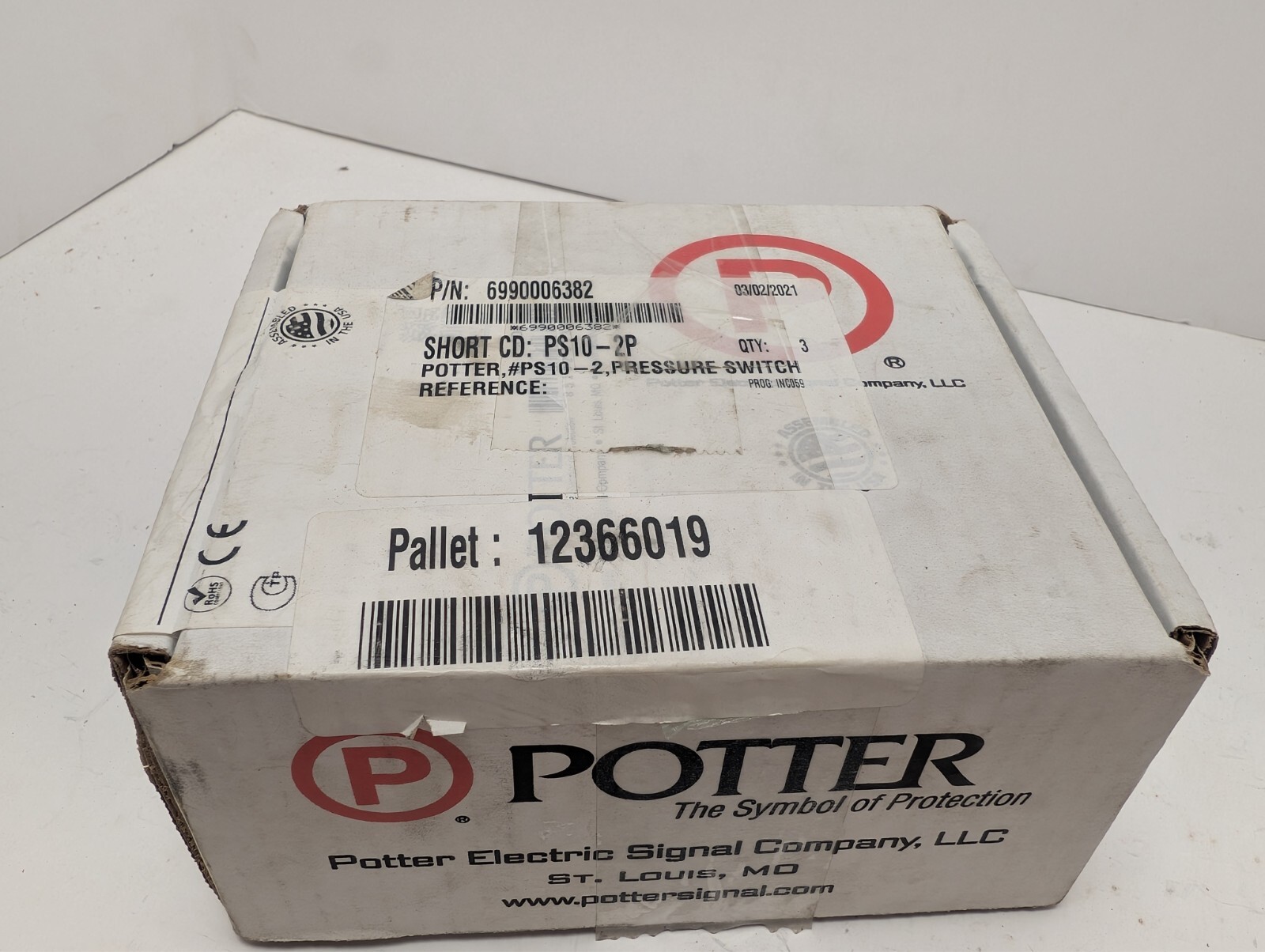 Potter Electric PS10-2 Pressure Type Waterflow Indicator Switch