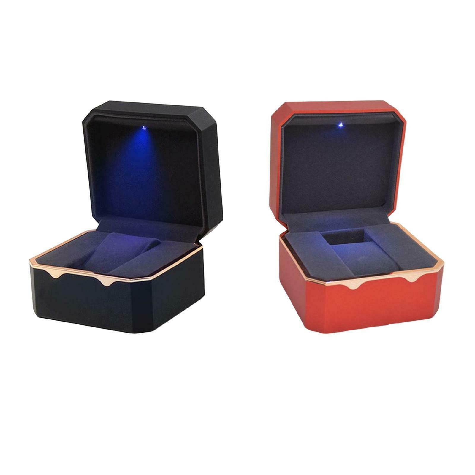 LED Light Watch Case Antidust Display Storage Holder Luxury Jewelry Gift Box new