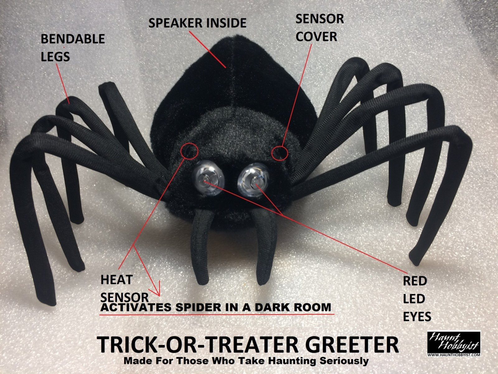 TRICK-OR-TREATER GREETER Halloween 18" screaming spider animated web sonic ghost