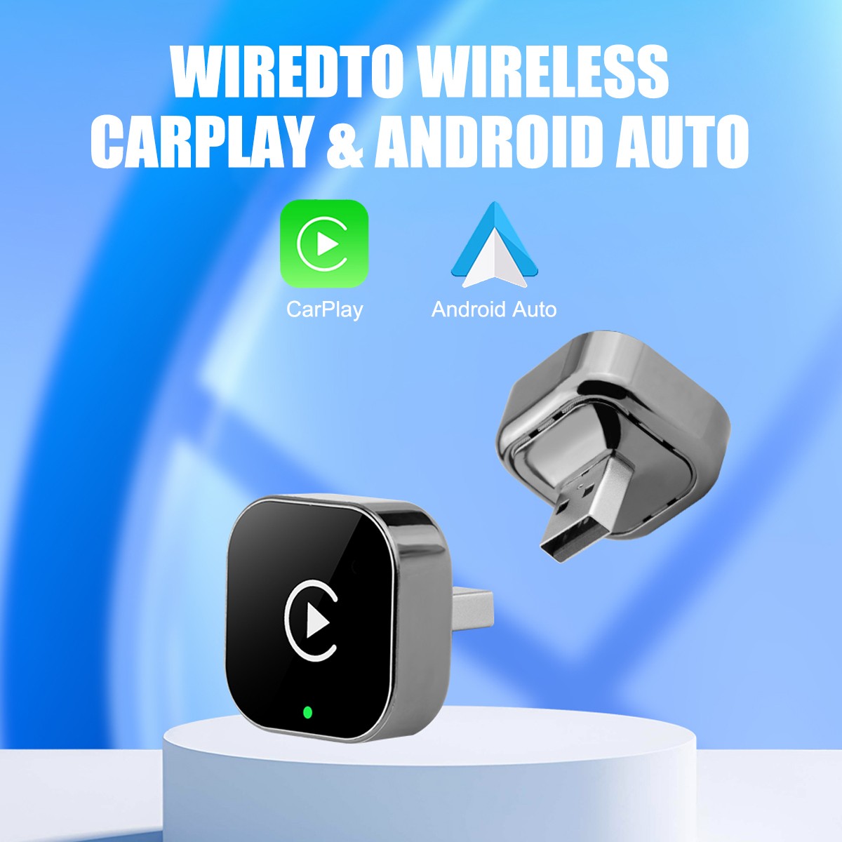 2-in-1 Wired to Wireless CarPlay Adapter /Android Auto Adapter Plug & Play -2025