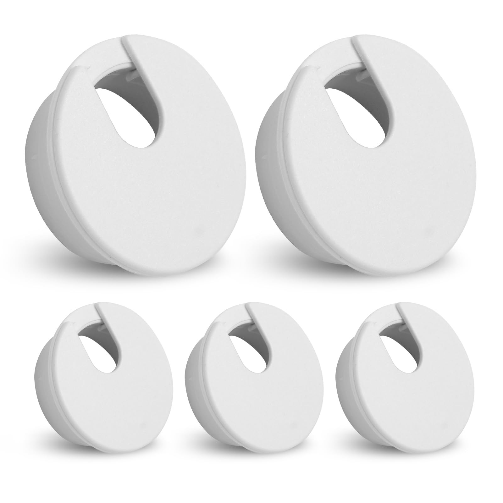 5pcs 1-3/8" Desk Grommet Cable Hole Cover Wire Organizer White Plastic