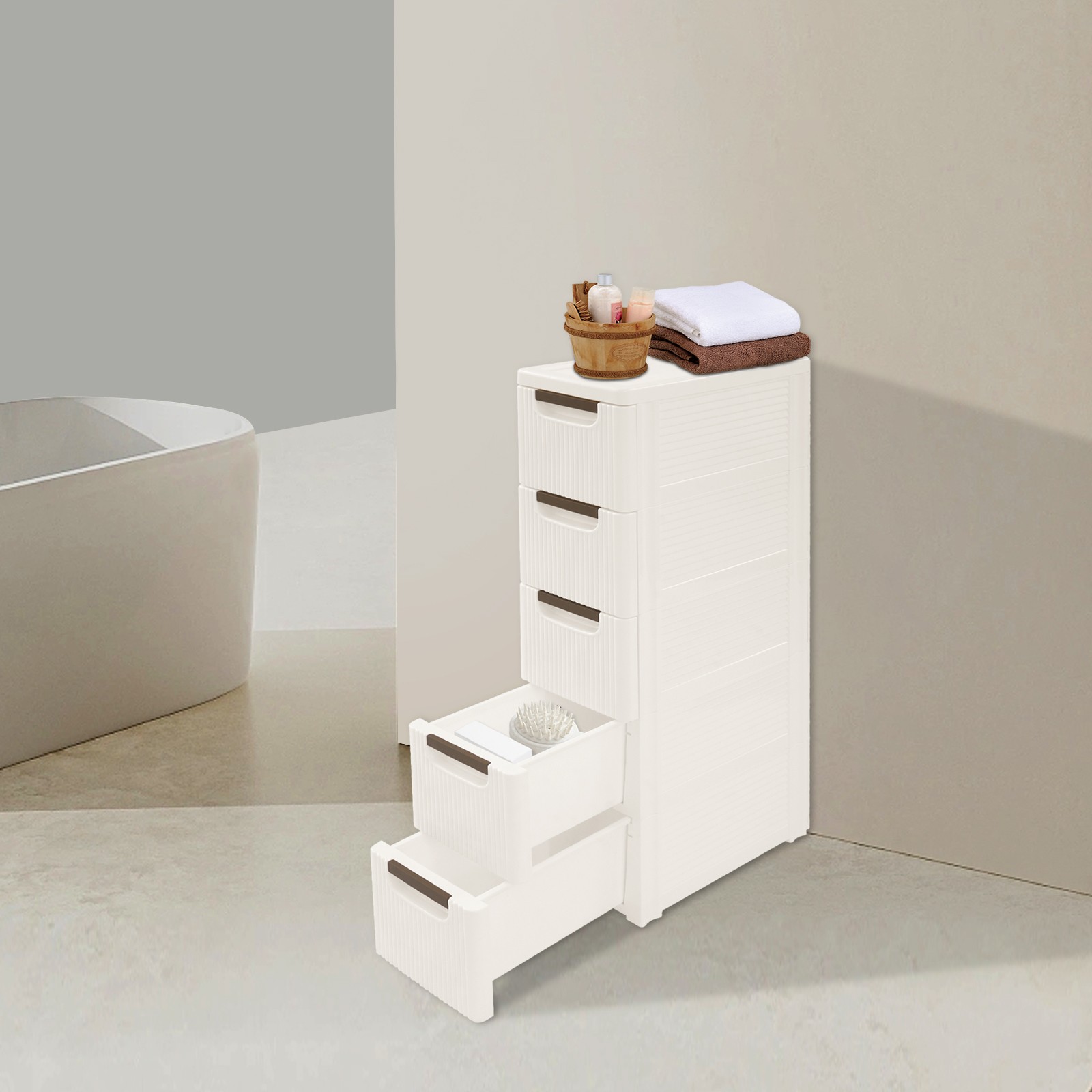Mobile Slim Storage Cart 16.5x7.5x35.8inches 5 Drawers Rectangle Storage Cart
