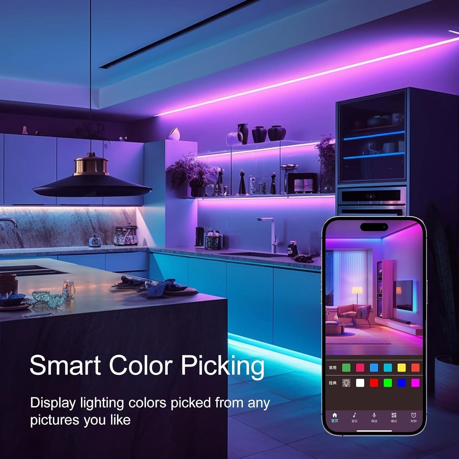 Led Lights Bedroom 200 FT 2 Rolls 100 FT W/ Remote & Application Control RGB