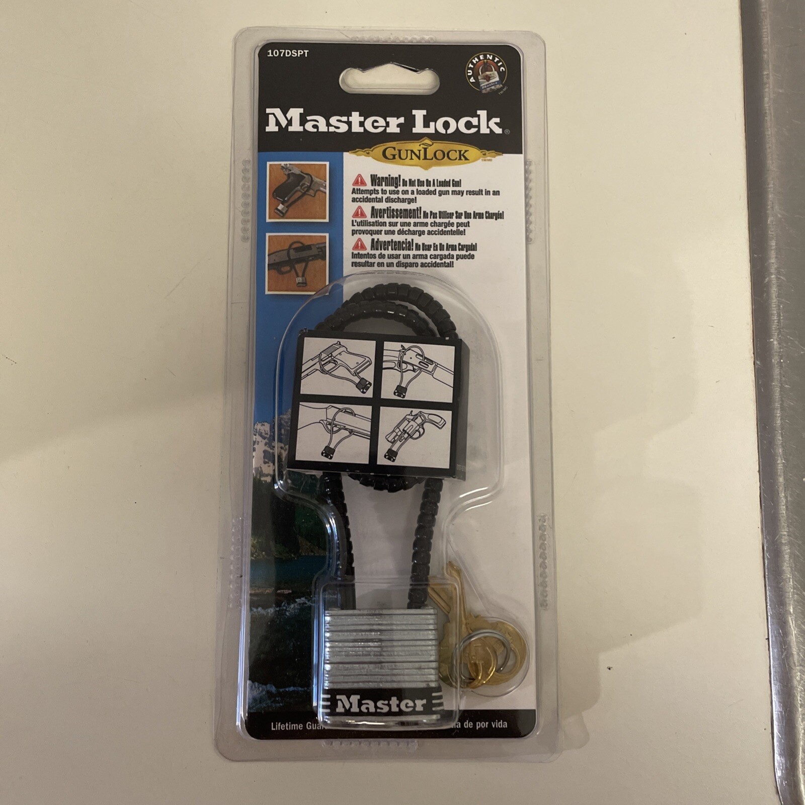 Master Lock Braided Stainless Steel Cable Gun Lock Scratch Resistant 2 Keys Also