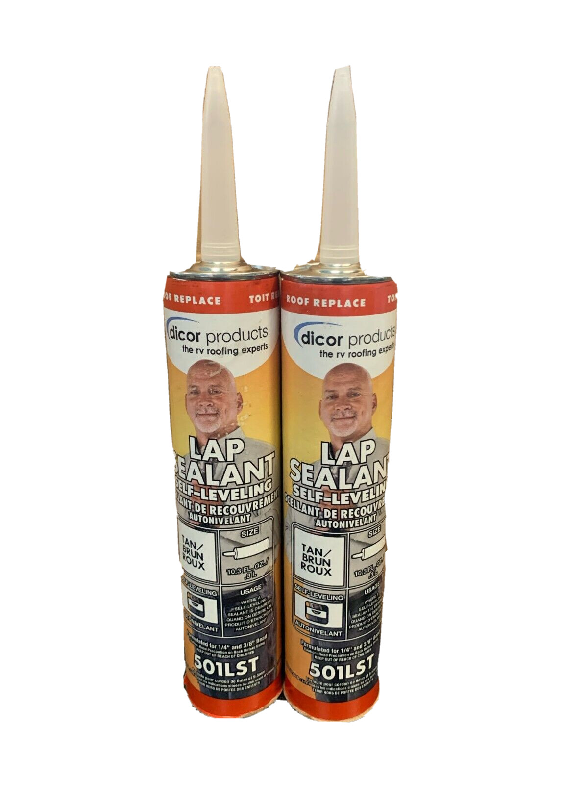 501LST-1 Tan Epdm Self-Leveling RV Lap Sealant-10.3 Oz Tube Roof Repair(2-Pack)