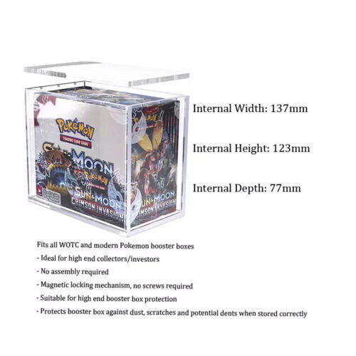 Pokemon Booster Box Acrylic Case Magnetic Protective Display Case Stackable