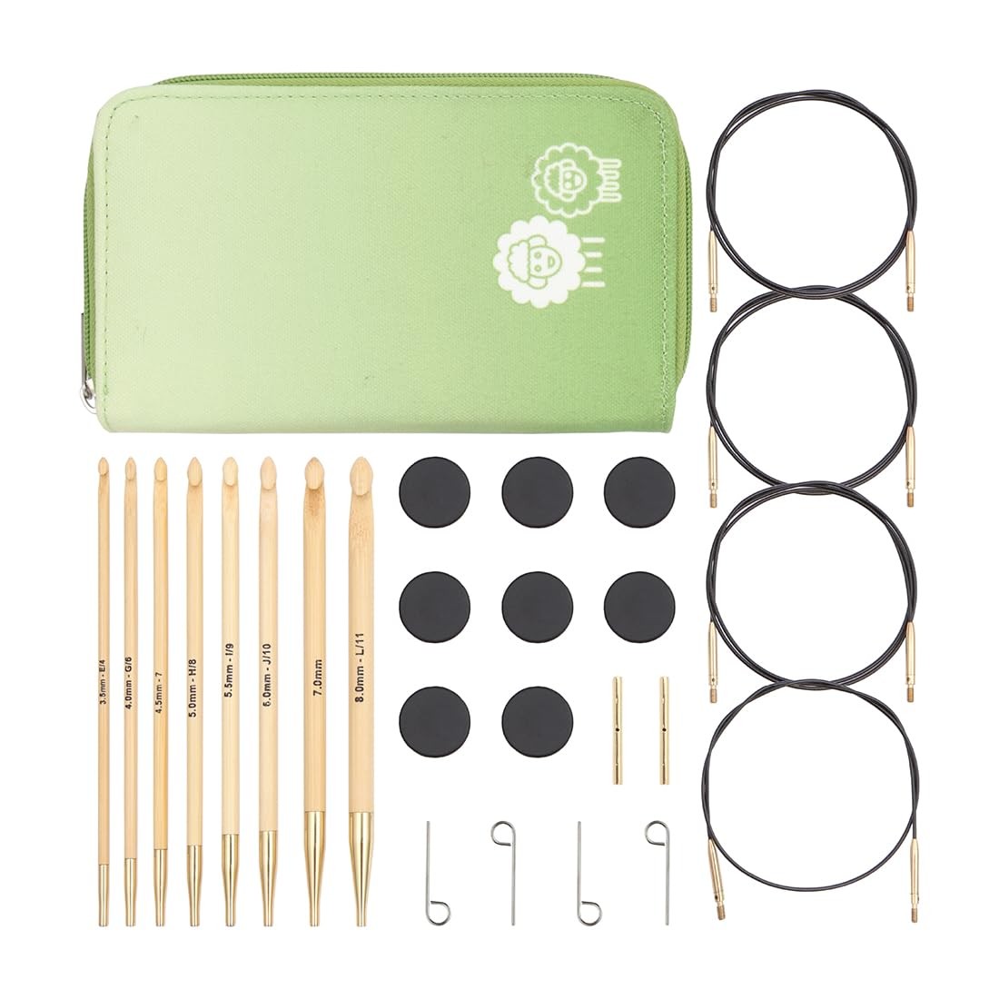 KnitPro Crochet Hook Set Bamboo Tunisian Interchangeable (3.50-8.00mm)