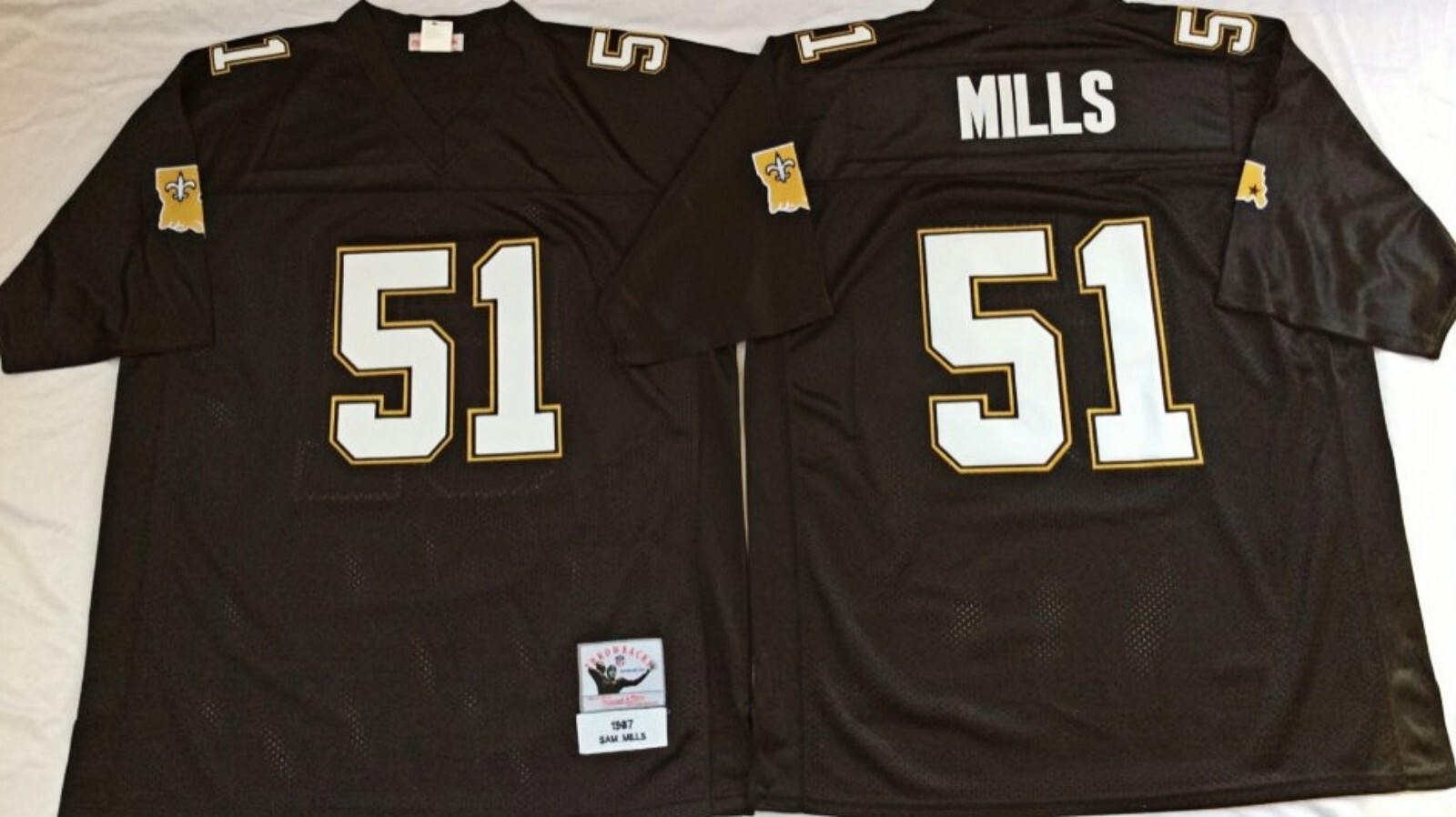 Men's New Orleans Saints 51 Top Stitched Vintage Throwback US Big & Tall Size