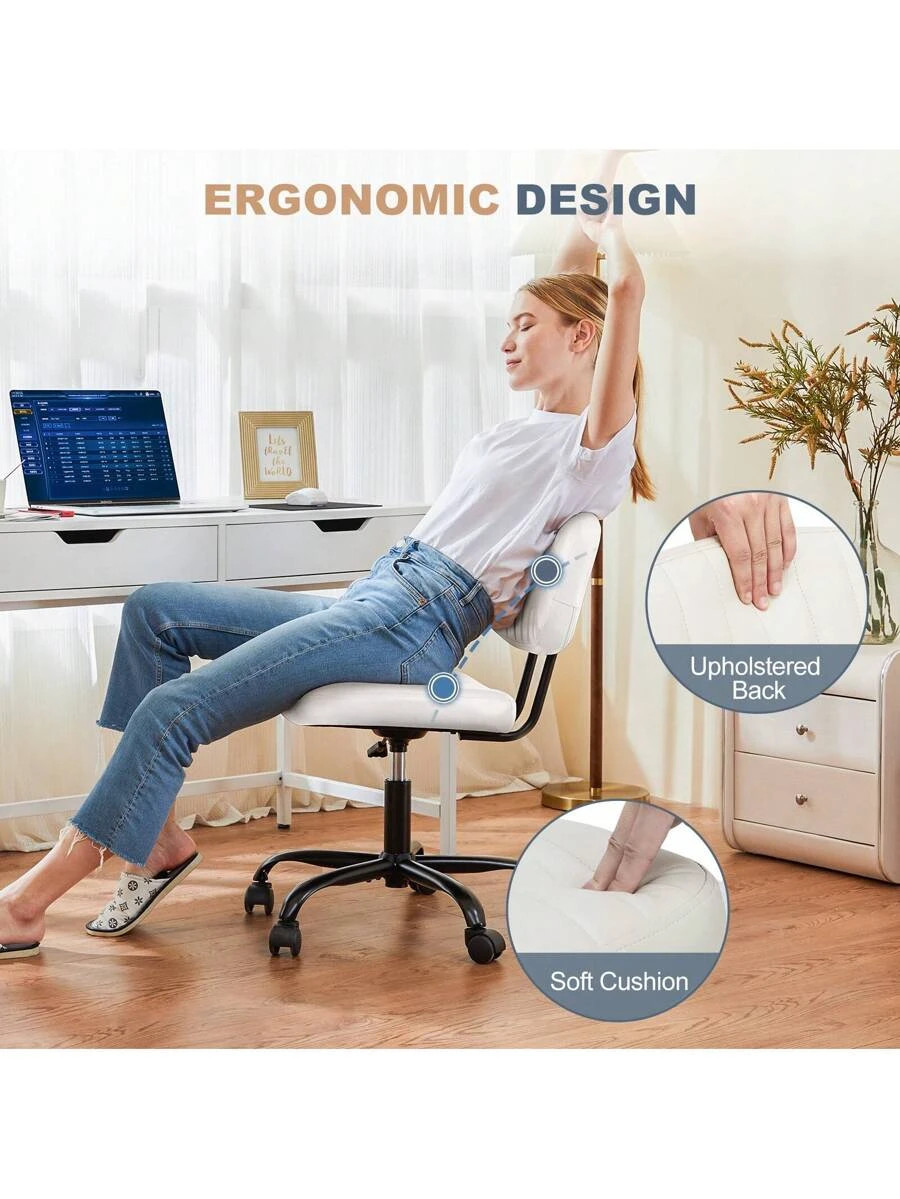 Armless Office Chair Adjustable Swivel Computer Mesh Desk Chair