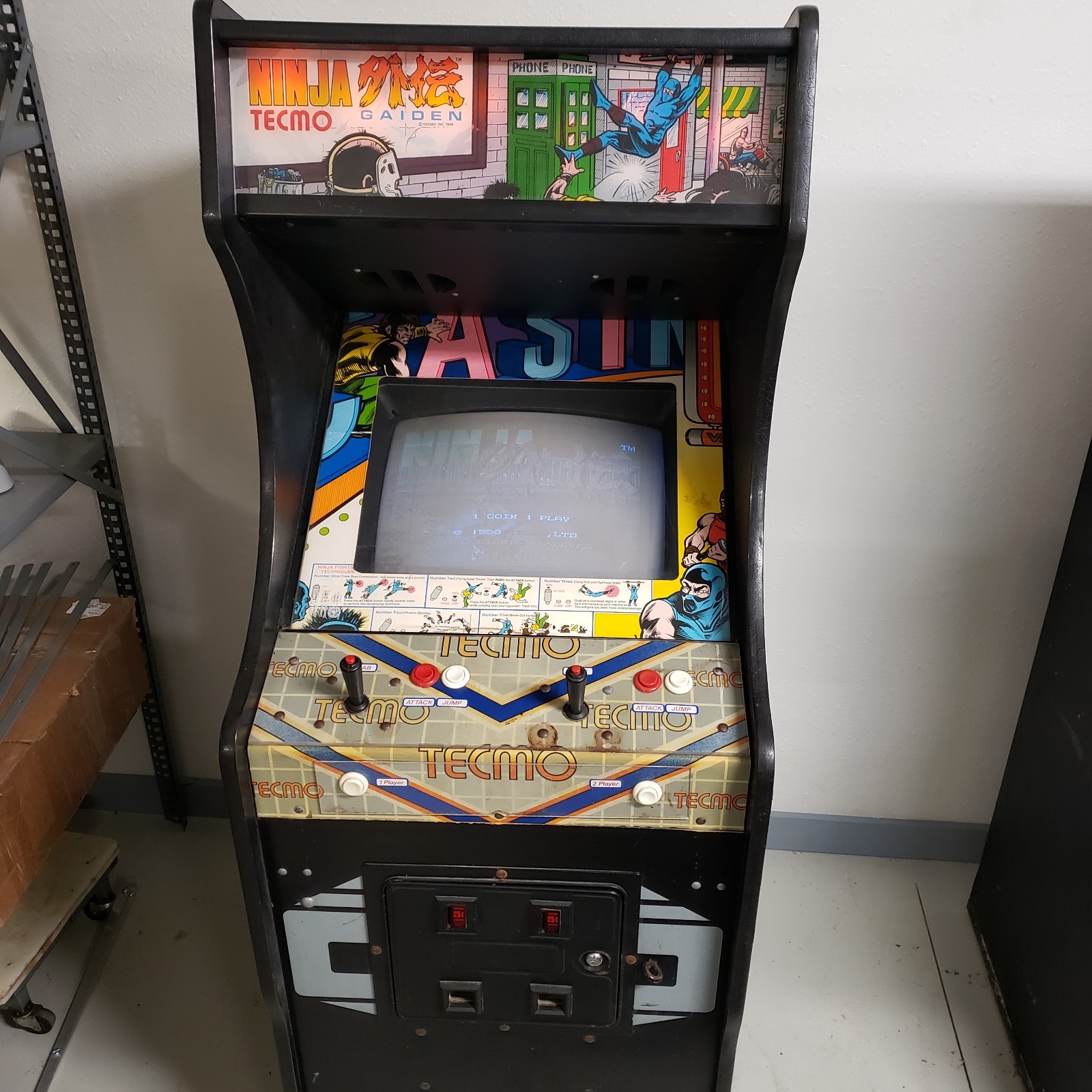 Vintage Tecmo Ninja Gaiden Arcade Cabinet Game 1988 - Tested Working RECAPPED