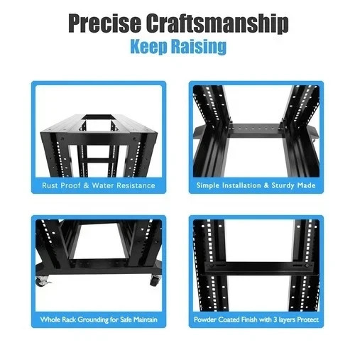 27U 4 Post Open Frame Server Rack 19” – 17” Deep Network Rack with 3 L Rails