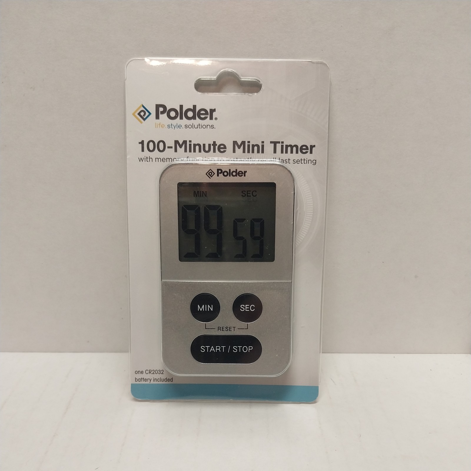 Polder 100-Minute Mini Timer With Memory Function & Magnet - White