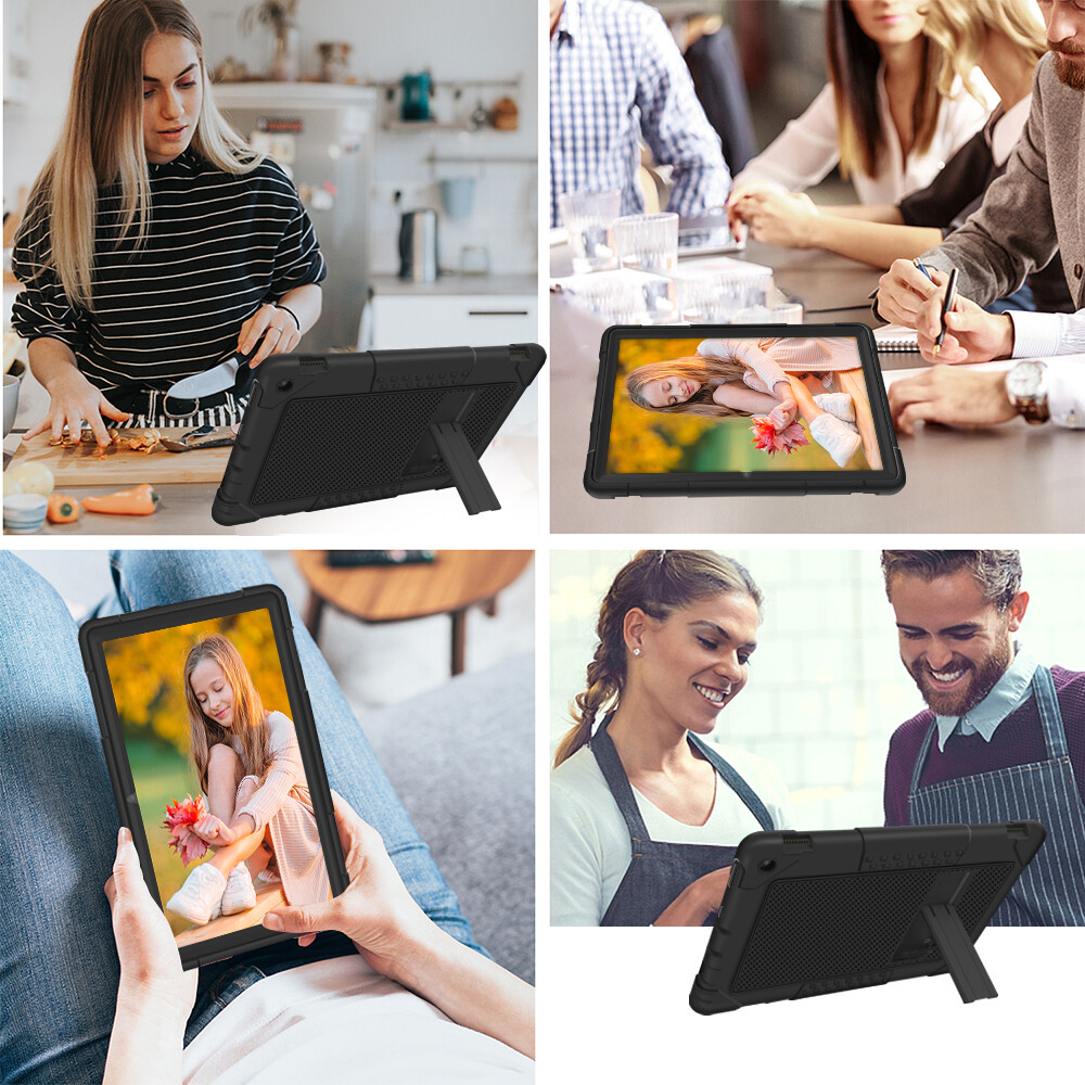 For Amazon Fire HD 10 11th Gen Shockproof Rugged Stand Case+Screen Protector