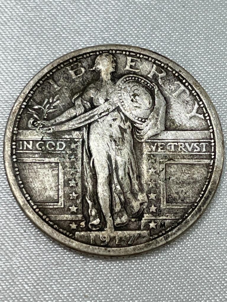 1917-S Type 1 Standing Liberty Silver Quarter,  VF Details  -YOU GRADE-