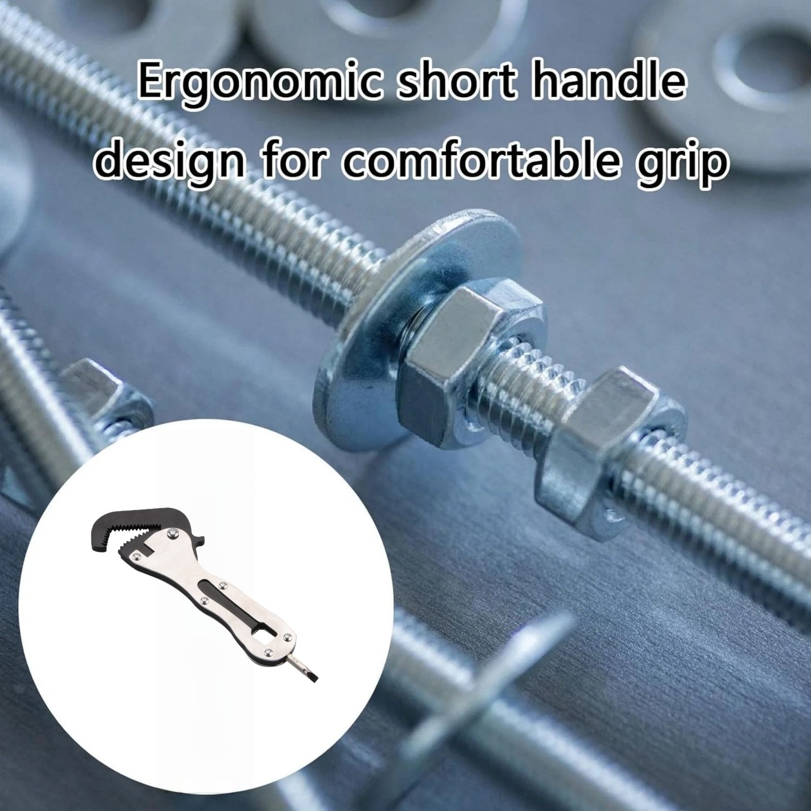 Micro Adjustable Wrench Self Adjusting Stainless Steel Tool Compact Silver