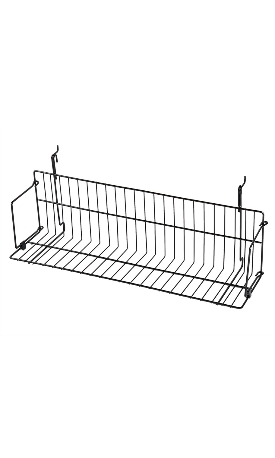 SSWBasics 24" x 6" x 6.5" Black Media Grid Shelf for Slatwall & Wire Grid
