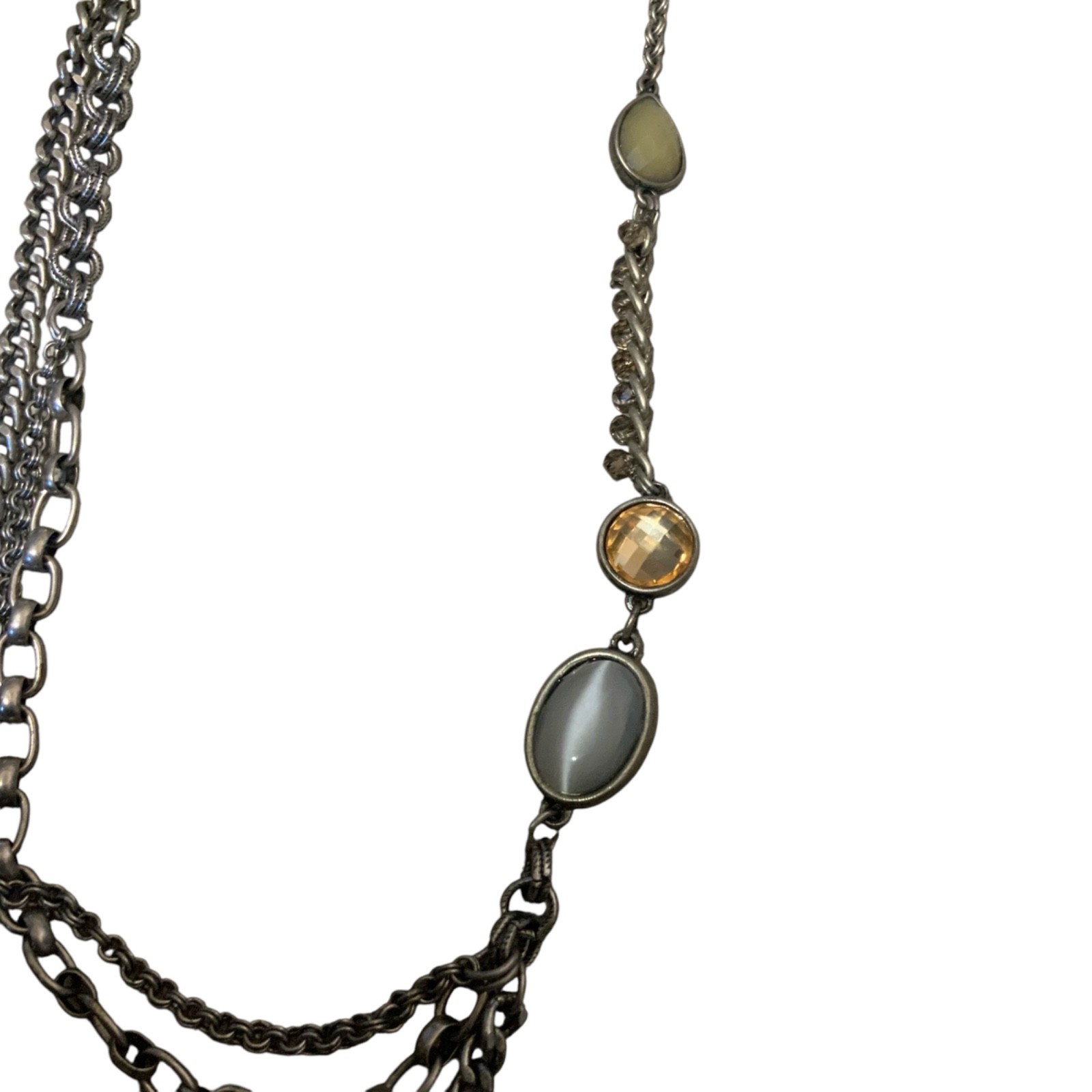 LOFT Silvertone Gray Bead Scoop Chain Necklace